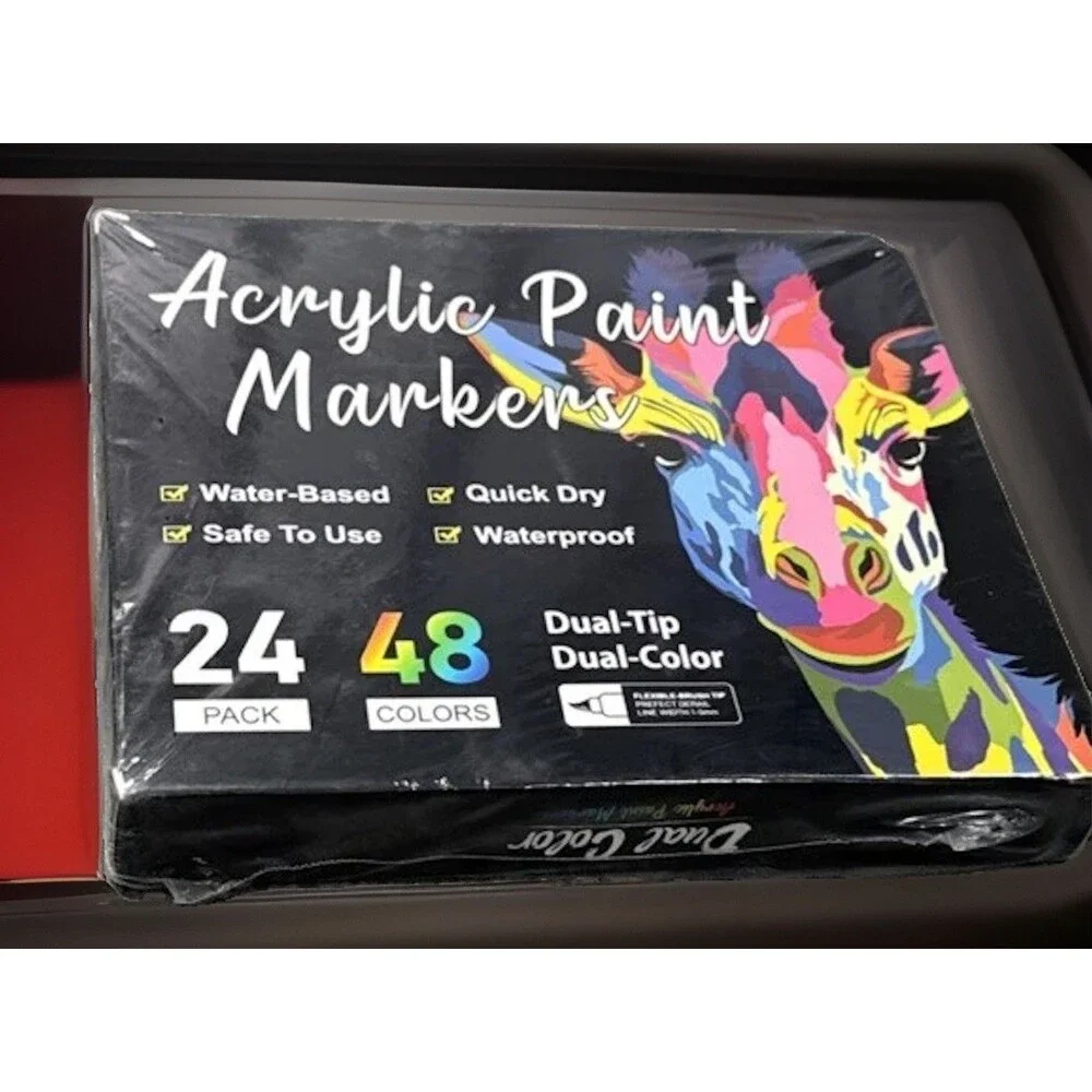 Acrylic Paint Markers Dual Tip Brush Pens for Rock Wood Glass Ceramic Fabric